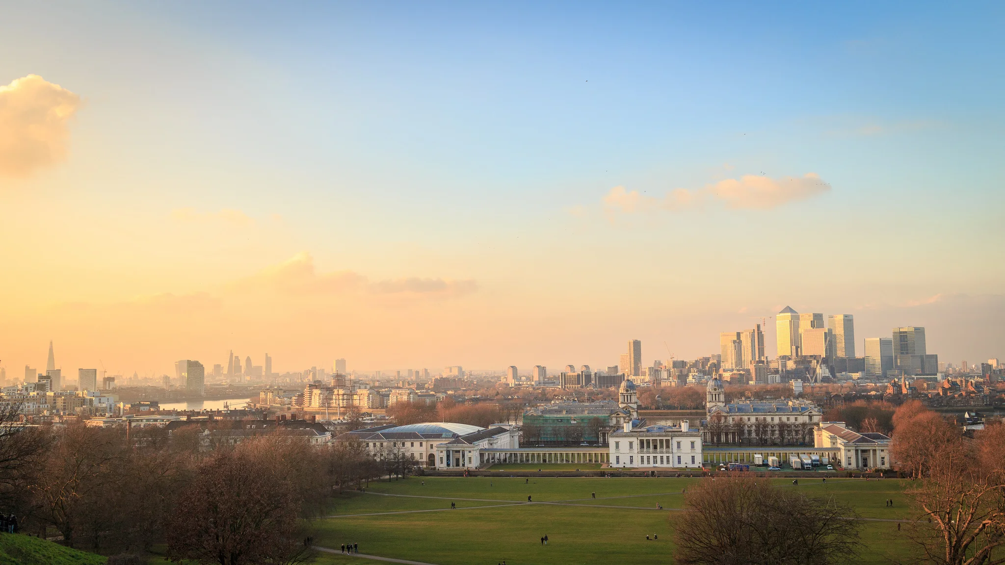 View over Greenwich and Canary Wharf, London